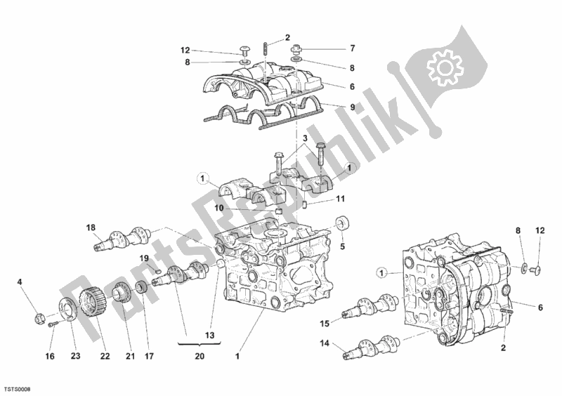 Todas as partes de Cabeça De Cilindro do Ducati Monster S4 RS USA 1000 2006